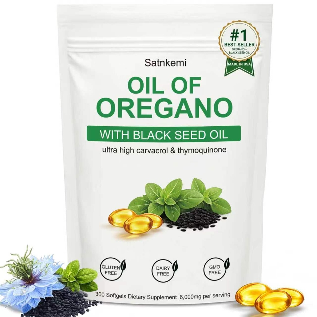 Oil of Oregano with Black Seed Oil Softgels | 4X Strength Carvacrol & Thymoquinone| 2-in-1 Formula to Support Immune Health & Wellness | Non GMO Dietary Supplements | 300 Softgels