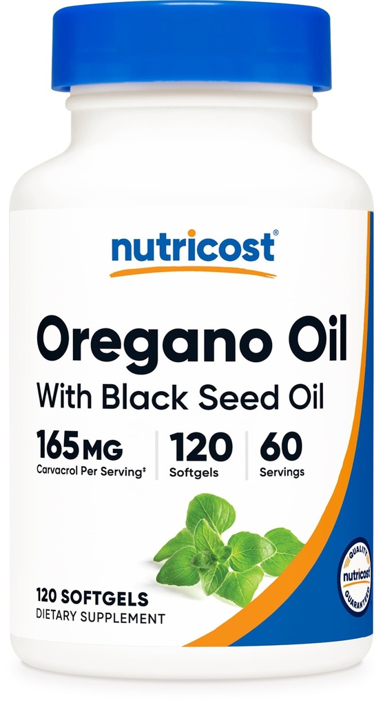 Nutricost Oregano Oil Supplement 120 Softgels for 60 Servings Per Bottle - with Black Seed Oil, GMO-Free, Gluten-Free