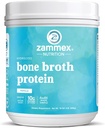 Zammex Bone Broth Protein Powder, Pure Grass Fed Beef, Vanilla Protein Powder, Hydrolyzed Collagen supplement til sund hud, negle, hår, jokes, non-GMO, Gluten Free, Great in Shakes