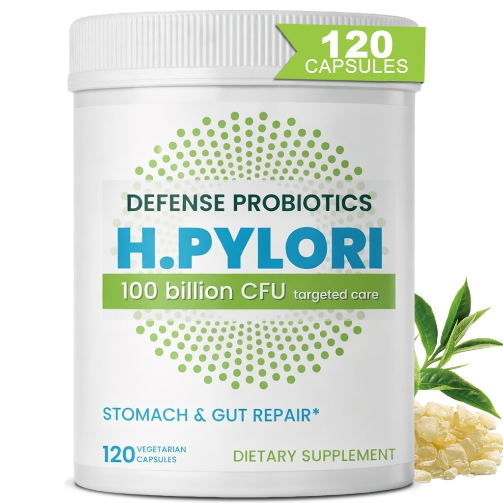 H. Pylori Stomach Comfort Probiotic | L. Reuteri, Mastic Gum, Berberine, Zinc Carnosine & Green Tea Extract | Supports Gastritis, Digestion & Gut Health | Delayed-Release Vegan Capsules, 120 Count