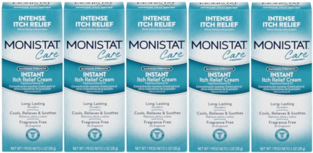 Monistat Care Maximum Strength Instant Itch Relief Cream, 1 Ounce Each (Value Pack of 5)