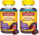Nature Made Probiotic + Prebiotic Fiber Gummies for Daily Gut Health,Fiber Supplement with Probiotics for Digestive Health Support,50 Gummies,25 Day Supply,(Pack of 2)