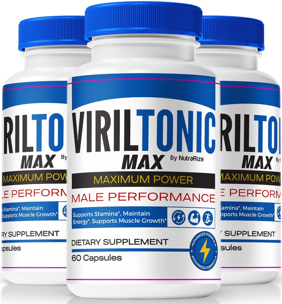 (3 Pack) VirilTonic Max for Men, Official Viril Tonic Max Male Capsules, Premium Formula for Overall Performance, All Natural Supplement For Health and Wellness, VirilTonic24 Reviews (180 Capsules)