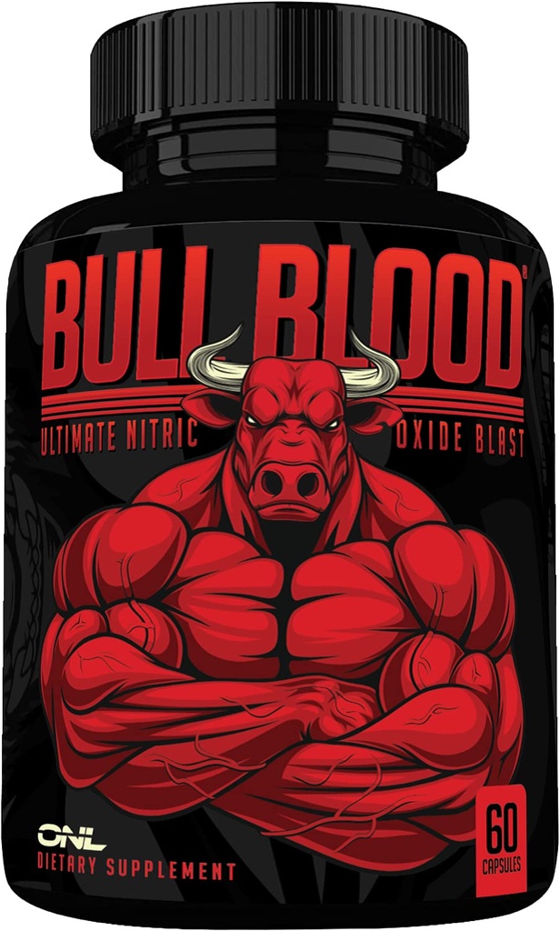 ONL Bull Blood Nitric Oxide Supplements for Men - Nitrous Oxide Booster & Pre Workout Pills with L-Arginine - Blood Flow for Men - Nitric Oxide Booster for Enhancing Male Strength & Energy - 60Ct