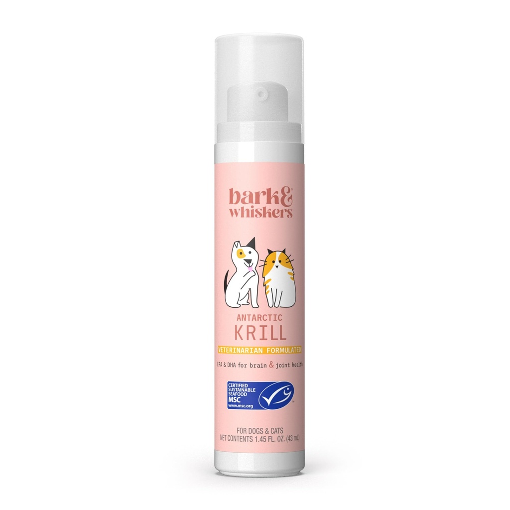 Bark & Whiskers Krill Oil Liquid Pump - Omega-3 Fatty Acids for Cats & Dogs - Supports Joint Comfort, Skin & Brain Function - Antioxidant Support - 1.45 Fl Oz (186 Pumps)