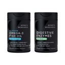 Sports Research® Triple Strength Omega 3 EPA & DHA Fish Oil 1250mg Burpless Supplement (30 Softgels) and Digestive Enzymes with Probiotics & Ginger Plant Based Vegan Friendly (90 Veggie Capsules)