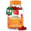Lifeable Stress Aid Gummies | with Lemon Balm, GABA and L Theanine Supplements | Vegan Non GMO Mood Support Supplement | Great Tasing Stress Vitamins | L-Theanine for Women and Men | 90 Gummies