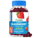 Lifeable Sugar Free Elderberry Gummies with Vitamin C and Zinc | Great Tasting Sambucus Elderberry Immune Support Supplement | Kosher, Vegan, Non GMO Black Elderberry for Adults | 60 Gummies