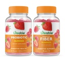 Lifeable Probiotic 2 Billion CFU + Prebiotic Fiber 5g, Gummies Bundle - Great Tasting, Vitamin Supplement, Gluten Free, GMO Free, Chewable Gummy