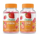 Lifeable Prebiotic Fiber 5g + Zinc 50mg, Gummies Bundle - Great Tasting, Vitamin Supplement, Gluten Free, GMO Free, Chewable Gummy