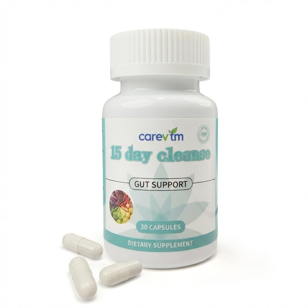 15 Day Cleanse,Gut and Colon Support-Advanced 15 Day Cleanse Gut Support Detox with Senna-Cascara Sagrada & Psyllium Husk-30 CapsulesDigestive Detox