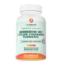 PurePremium Berberine with Ceylon Cinnamon Complex - 1500mg Berberine Supplement HCl, Cinnamon & Turmeric Supplement Supports Blood Sugar Levels Already Within Normal Range - 2 Month Supply, 120ct
