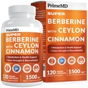 Super Berberine Supplement with Ceylon Cinnamon, BioPerine, Apple Cider, and Turmeric 1500mg - 8-in-1 Dihydroberberine Supplement for Overall Wellness and Balance Support, 120 ct