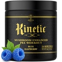 Ambrosia Organic Mushroom Pre Workout Powder with Creatine 3g | Lion's Mane, Cordyceps & Reishi | Clean Pre Workout | Mushroom Energy & Focus | 24 Servings | Blue Raspberry