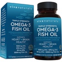 Viva Naturals Omega 3 Fish Oil Supplement for Women and Men - 2500 mg Triple Strength Fish Oil per Serving with Omega 3 Fatty Acids Including EPA, DHA DPA - 120 Pescatarian-Friendly Softgels