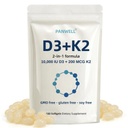 PANWELL Vitamin D3 K2 10000 IU Softgels, MK-7 200 mcg, High Potency D3 K2 Supplement with Coconut Oil for Calcium Absorption, Bone, Teeth and Immune Support, Non-GMO Gluten Free, 180 Count