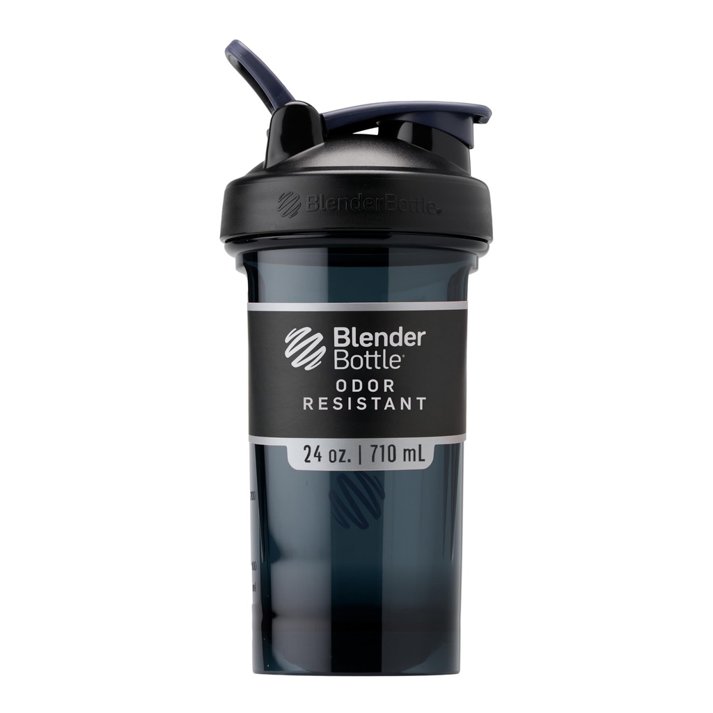 BlenderBottle Shaker Bottle Pro Series Perfect for Protein Shakes and Pre Workout, 24-Ounce, Black