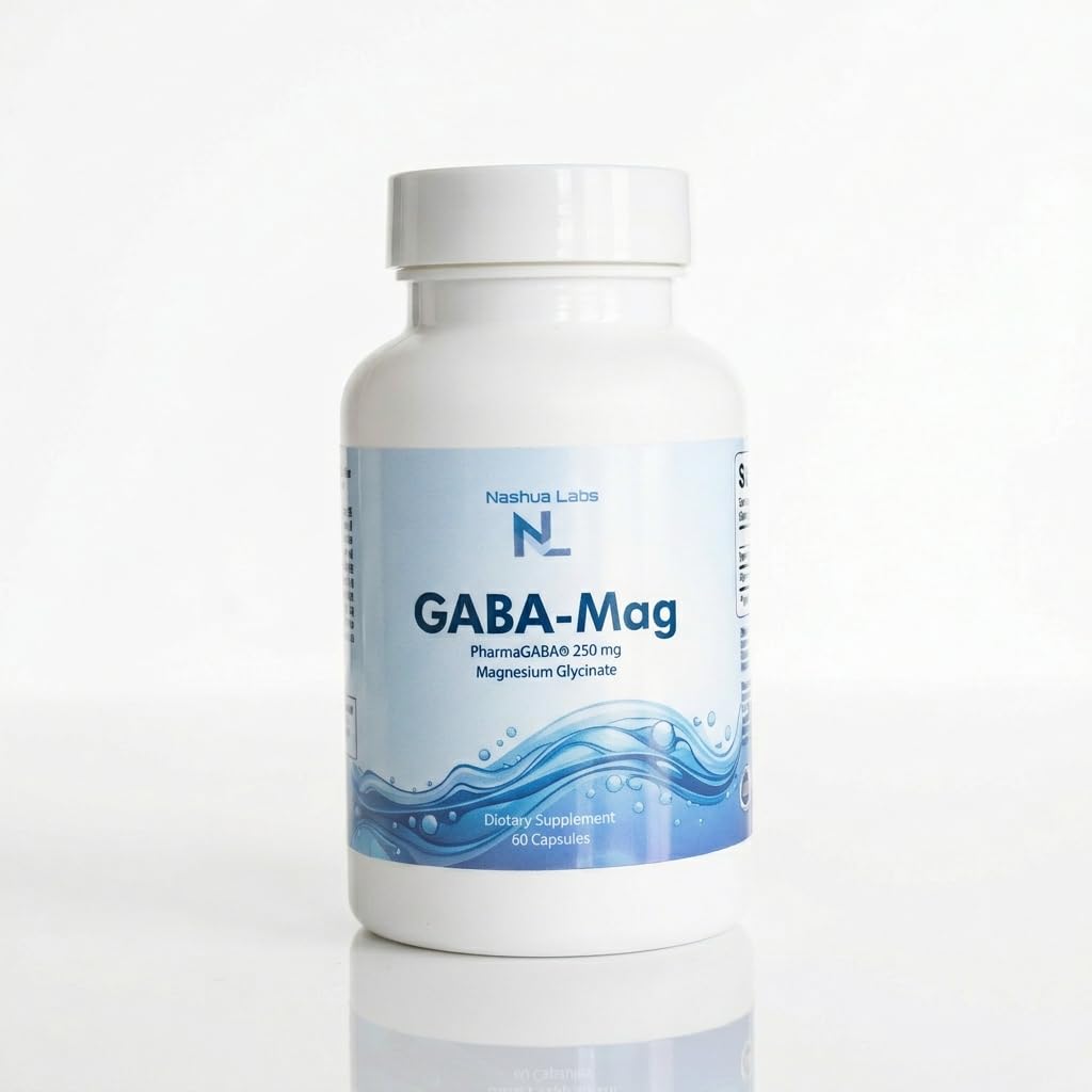 GABA-Mag - GABA Supplement - 250 mg Natural Source Gamma-Aminobutyric Acid with Magnesium Glycinate - Promotes a Calm, Relaxed, Focused State of Mind - 60 Capsules