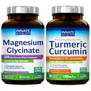 Innate Vitality Magnesium Glycinate & Turmeric Bundle, High Absorption, Joint, Muscle & Nerve Health, Black Pepper Extract, Bundle & Save, 120 Capsules & 90 Capsule