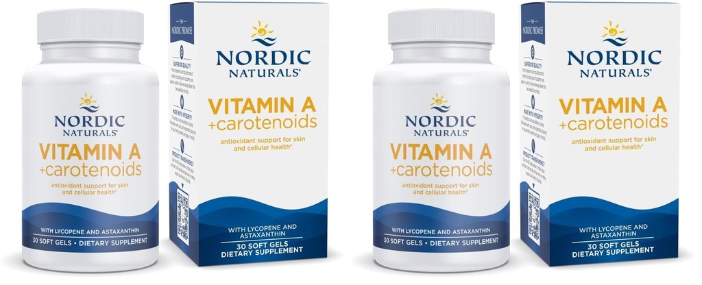 Nordic Naturals Vitamin A + Carotenoids, Unflavored - 30 Soft Gels - Lycopene & Astaxanthin - Supports Skin, Cellular Health - Non-GMO - 30 Servings (Pack of 2)