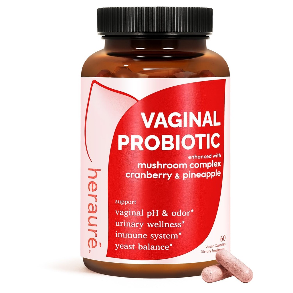 HerAure Vaginal Probiotics for Women - pH Balance, Healthy Vaginal Odor, Vaginal Flora, Yeast Balance, Women Probiotics and Prebiotics, Immune Support - Prebiotics & Lactobacillus Probiotic,60CT