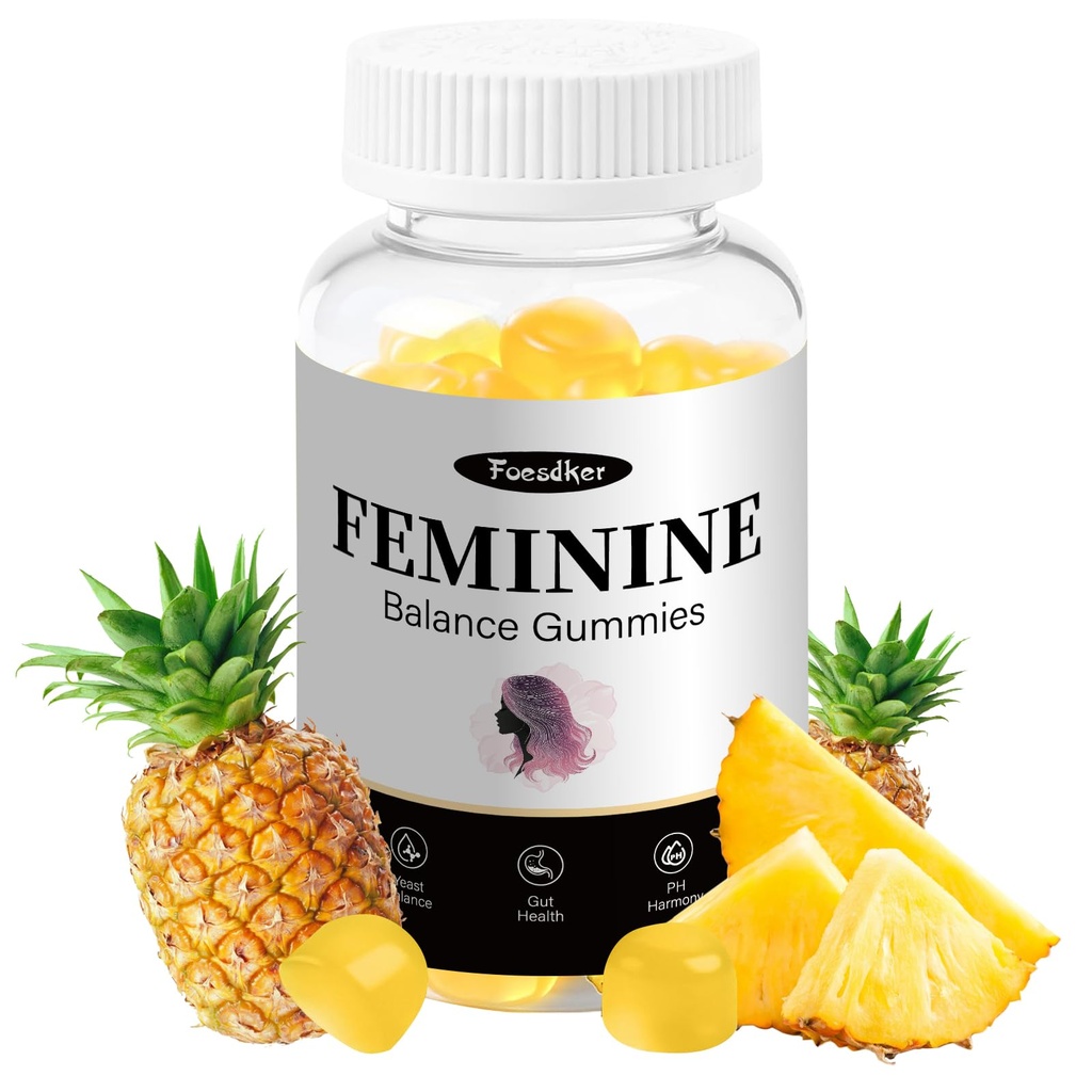 Feminine Balance Gummies for Women, PH Balance,Support Healthy Odor & Immune & Vaginal Health, Vegan Hawaiian Pineapple, 60 Count