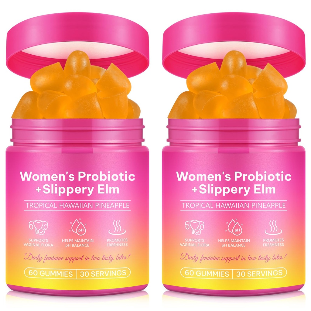 Feminine Balance Gummies for Women, Vaginal Probiotics with Prebiotics & Lactobacillus Probiotic Blend, Supports pH Balance & Immune Health, Womens Probiotic Slippery Elm
