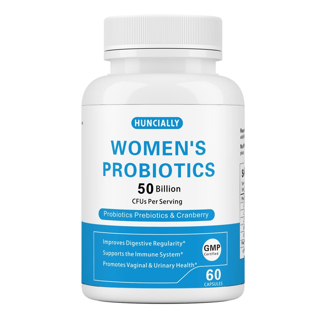 Women’s Probiotic, 50 Billion CFUs, with Prebiotics & Cranberry, Supports Digestive, Immune & Vaginal Health, 60 Capsules