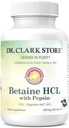 Dr. Clark Betaine HCL Suplemento com Pepsin, 800mg, 100 Cápsulas Gelatina