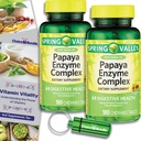 Choice Bundle Spring Valley Papaya Enzyme Complex Chewable Tablets Dietary Supplement 180 Ct 2 pk (360 Total) - Plus Vitamin Guide & Pill Container (4 Items)!