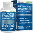 Methylated B Complex with Methylfolate and B12 Methylcobalamin 1000 mcg - Methylated Multivitamin for Energy, Brain Function, and Wellness - Vitamin B Complex for Men & Women (90 Servings) (Pack of 1)