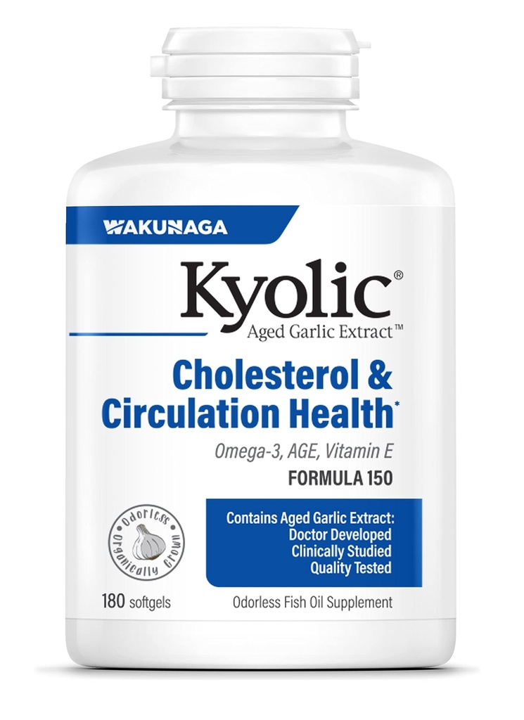 Kyolic Aged Garlic Extract Formula 150, Cholesterol & Circulation Health*, 180 softgels