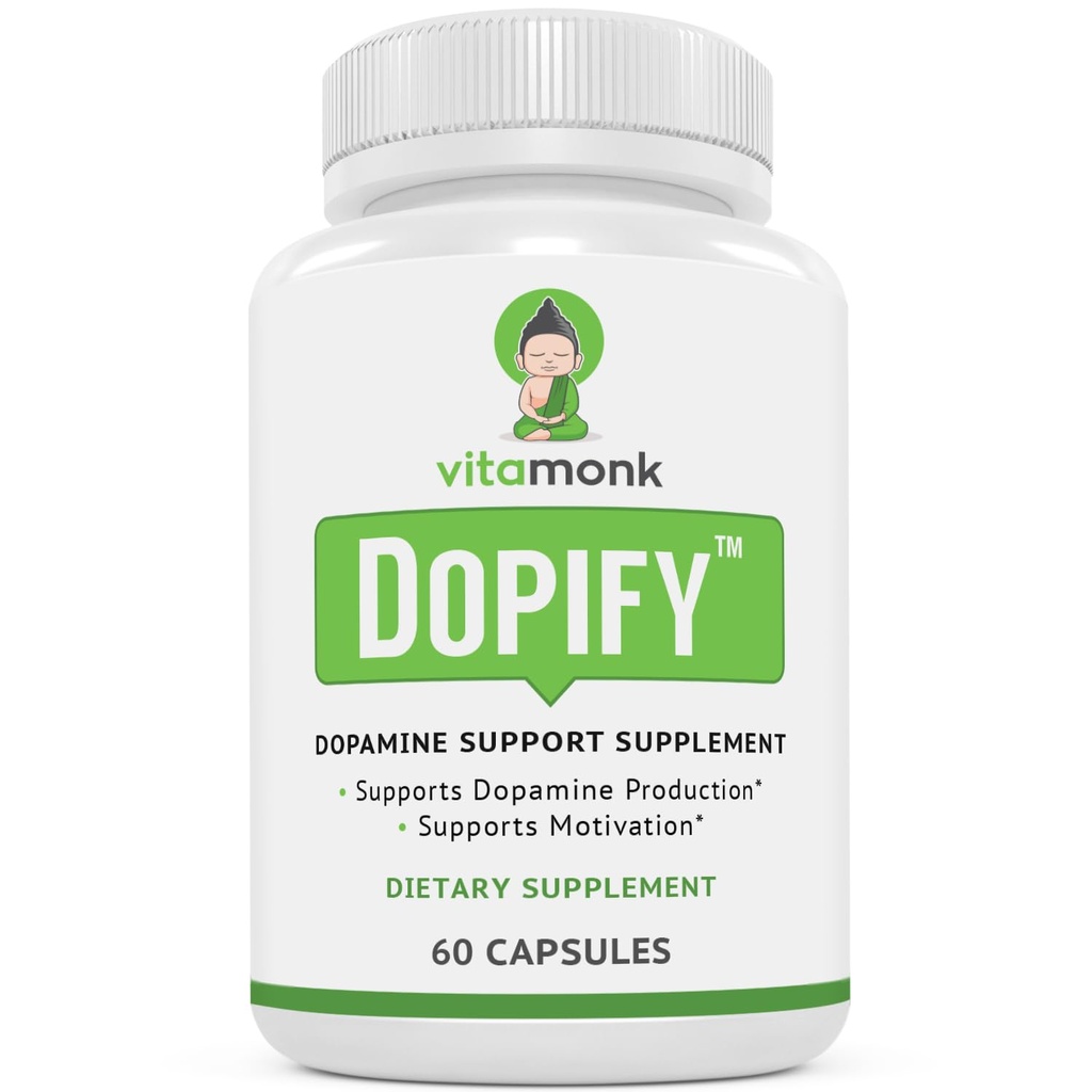 VitaMonk Dopify Dopamine Supplement Dopamine Booster with Uridine Monophosphate, Mucuna Pruriens, L-Theanine, Tyrosine and More - No Artificial Fillers, Just Brain Food - 60 Capsules
