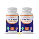 Vitamatic Folic Acid 1000 mcg (1 mg) – 240 Vegetarian Tablets (Pack of 2) 1667 mcg DFE – Vitamin B9 for Prenatal, Heart & Cellular Health