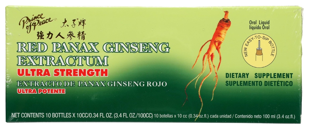 Prince of Peace Red Panax Ginseng Extractum Ultra Strength -- 3.4 oz - 10 Bottles