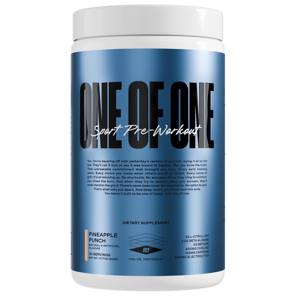 ONE OF ONE Sport Pre-Workout Powder, 30 Servings, Pineapple Punch Flavor, Nutritional Supplement, Exercise & Athletic Performance