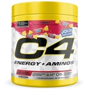C4 Energy + Aminos Powder Jolly Rancher Cherry, 5g BCAAs & EAAs for Muscle Recovery, 3 Electrolytes for Hydration, 100mg Natural Caffeine, Pre Workout, Zero Sugar, 30 Servings