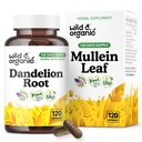 Wild & Organic Mullein Capsules - 4:1 Mullein Leaf Extract for Lungs - 120 Vegan Capsules - Herbal Lung Support Supplement - 4-Month Supply - No Fillers, Non-GMO, Gluten-Free