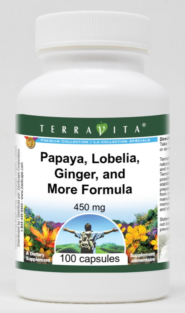 Papaya, Lobelia, Ginger, and More Formula - 450 mg (100 Capsules, ZIN: 512465)