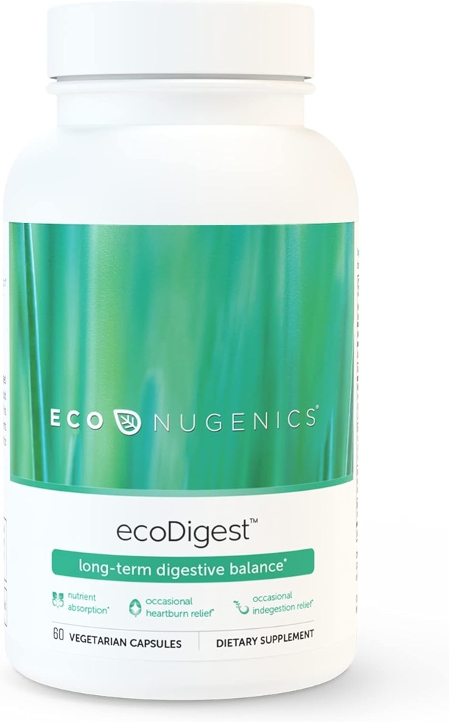 EcoNugenics EcoDigest 소화 건강 보충교재 - 60의 캡슐 소화 지원 - 허브, 약 버섯 & 효소