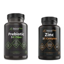 Zinc Supplement Complex with Copper and Vitamin C, Prebiotic Fiber Supplement 5-in-1 Capsules