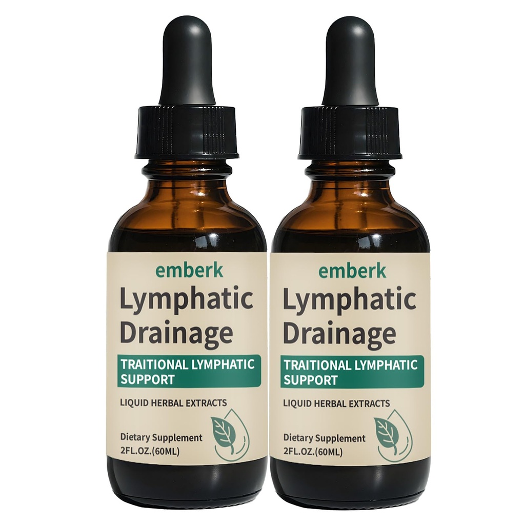 Lymphatic Drainage Drops, 2000mg Herbal Blend with Elderberry & Echinacea Dandelion，– Supports Lymphatic Drainage, Immune System & Detox 2 fl oz (2pcs)