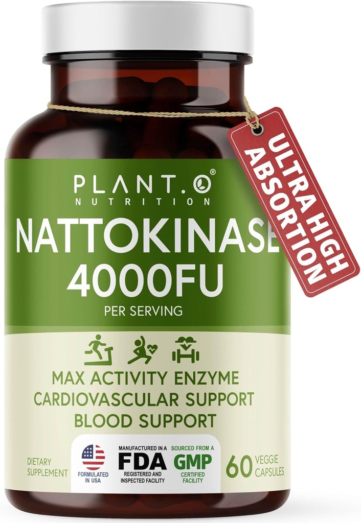 Nattokinase Supplement with Max Enzyme Support - 4,000 FU Per 서빙 - 심장 건강 지원을위한 프리미엄 Nattokinase 공식 - 60 캡슐 - 미국에서 만든