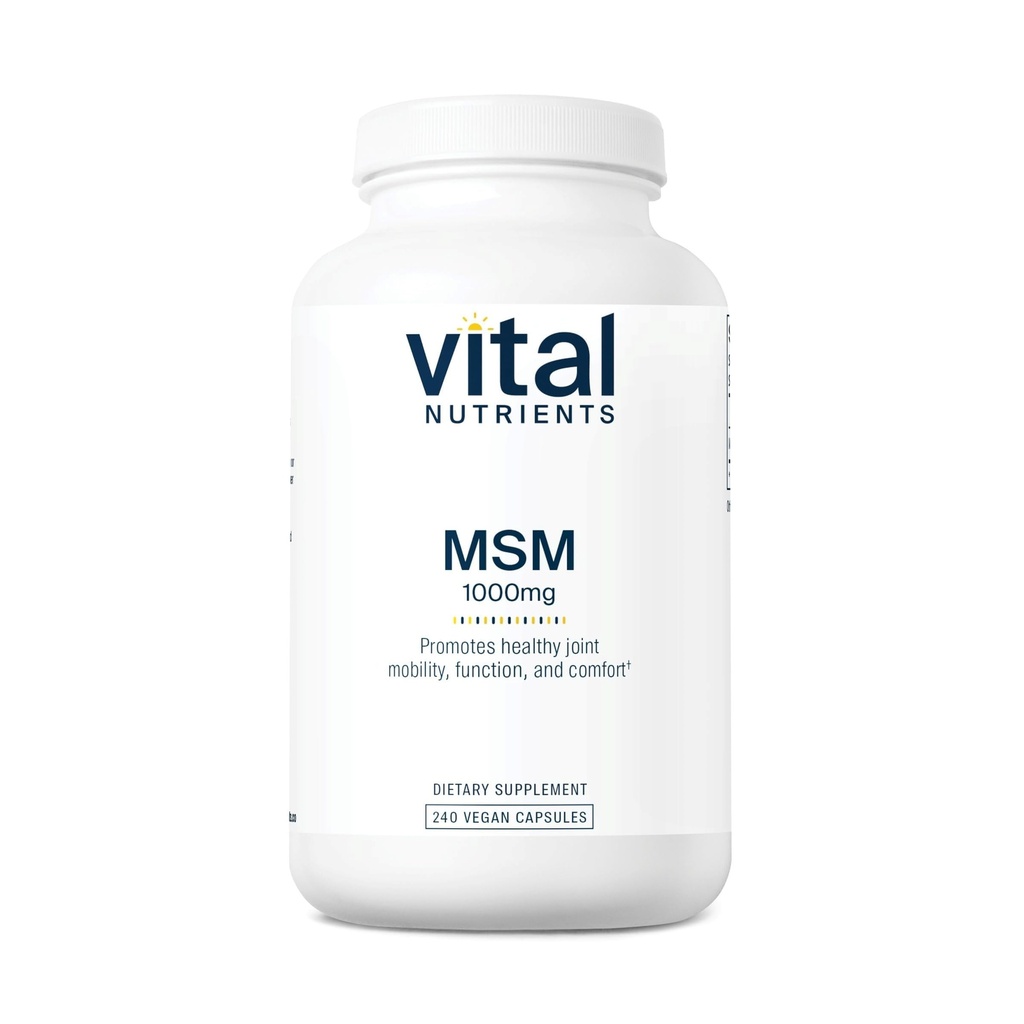 Vital Nutrients MSM 1000mg - Promotes Healthy Joint Mobility, Function, and Comfort* - Natural Form of Organic Sulfur - Gluten, Dairy, Soy Free - Non-GMO - 240 Capsules