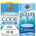 Garden of Life Men’s Multivitamin & Omega 3 Bundle – Vitamin Code Raw One Multivitamin for Men (75 Count) + Oceans 3 Ultra Pure EPA/DHA Fish Oil with Antioxidants (60 Softgels)
