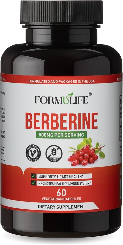 Berberine 500mg - Berberine Supplement Apoia GLP-1, AMPK Activator, Metabollic Wellnes, Berberine HCL 500mg para Estilo de Vida Saudável Mulheres & Homens, 60 Cápsulas, Não-GMO, Vegan, Made in USA