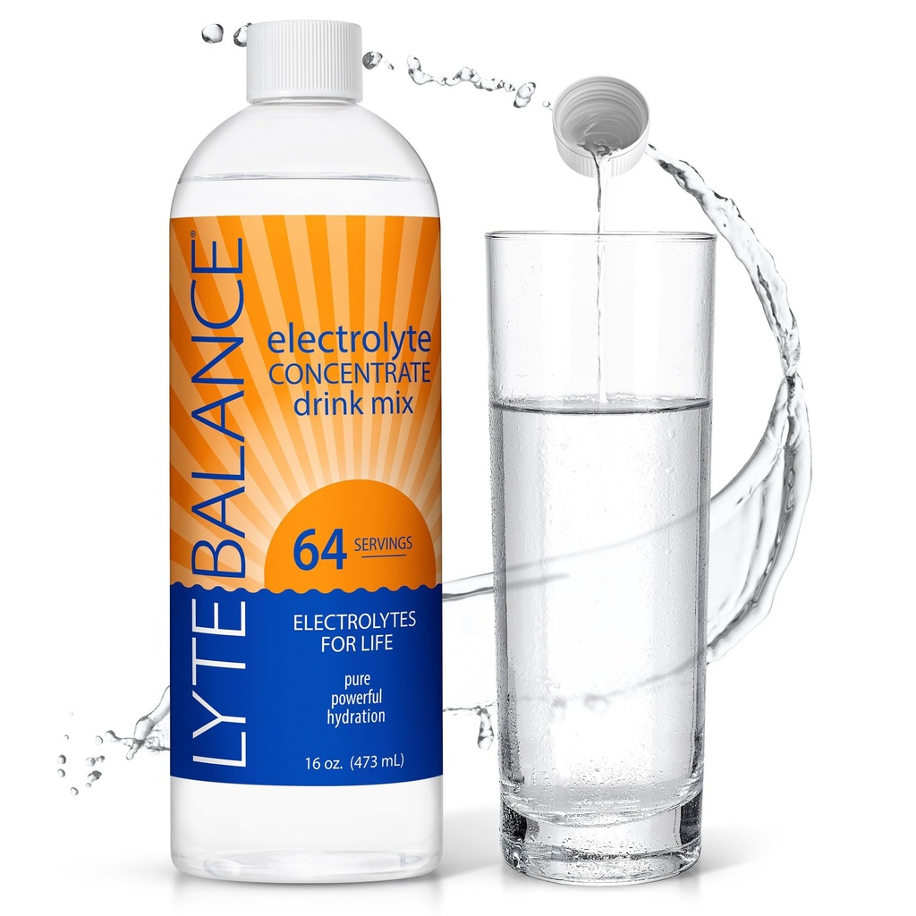 LYTE BALANCE Electrolye Concentrate | Liquid Electrolytes Drink Mix w/Sodium, Potassium & Magnesium | Daily Hydration, Muscle Recovery, Immune Support, Rehydration | Keto, No Sugar (64 Servings)