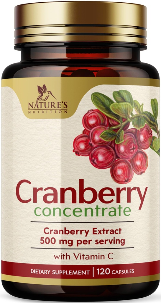 Cranberry Extract Pills Supplement - 500mg Per Serving Cranberry Extract with Vitamin C - Urinary Tract Health Support, Sugar Free Formula, Fruit Powder Extract - Bottled in USA - 120 Capsules