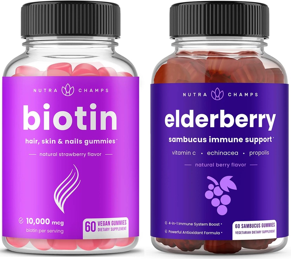 NutraChamps Biotin Gummies 및 Elderberry Gummies 번들