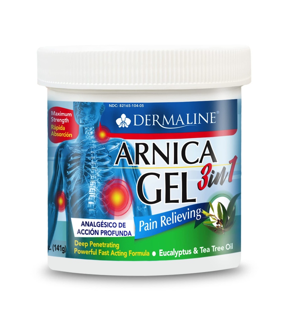 DERMALINE Arnica 3 in 1 Gel, Eucalyptus, Tea Tree Oil, Vitamin E - Fast Acting and Absorbing, Pain Relief